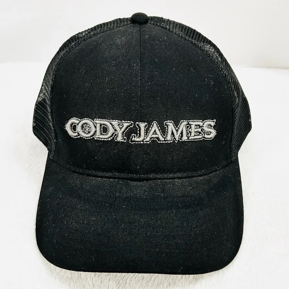 Cody James Wordmark Logo Trucker Hat Cap Snapback Adjustable Black Western‎